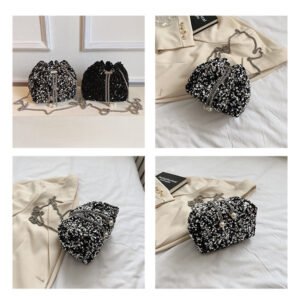 Alternative view of Fashionable personality sequin bag female new Korean version bucket bag foreign air shoulder bag tide cross body dinner bag